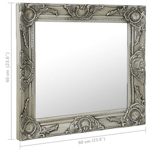 Barock Wandspiegel Silber 60x60 cm