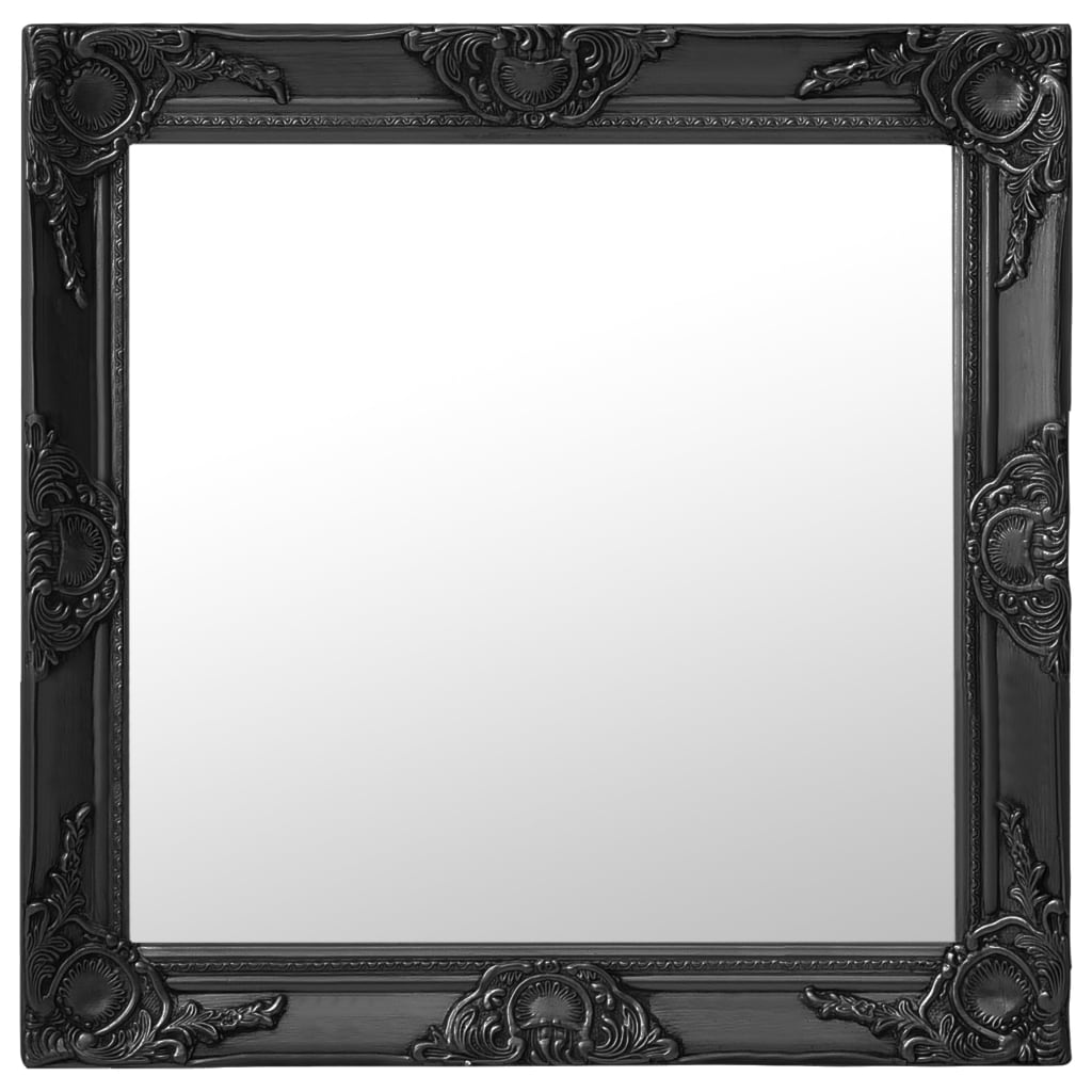 Barock Wandspiegel Schwarz 60x60 cm