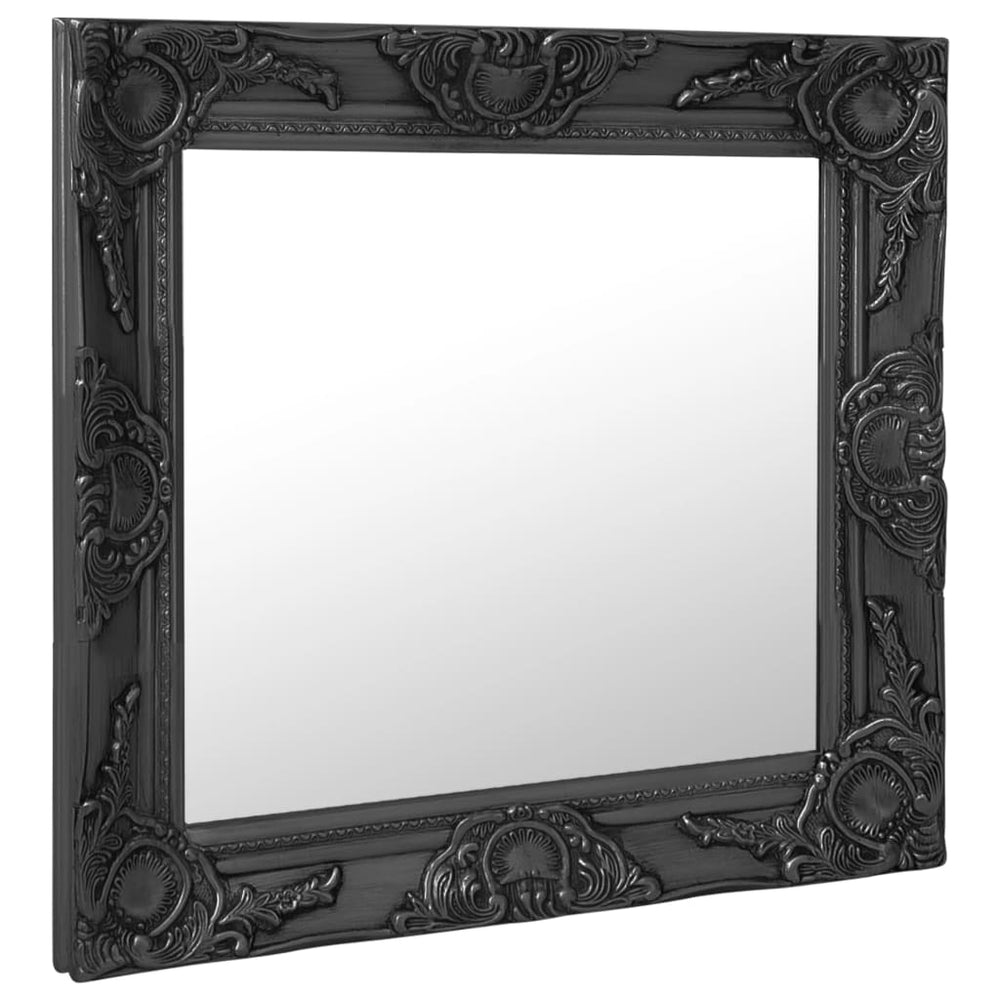 Barock Wandspiegel Schwarz 60x60 cm