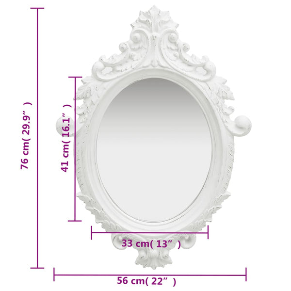 vidaXL Miroir mural de style château 56x76 cm blanc