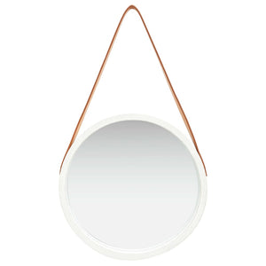 Wandspiegel mit Gürtel, 40 cm, Weiß