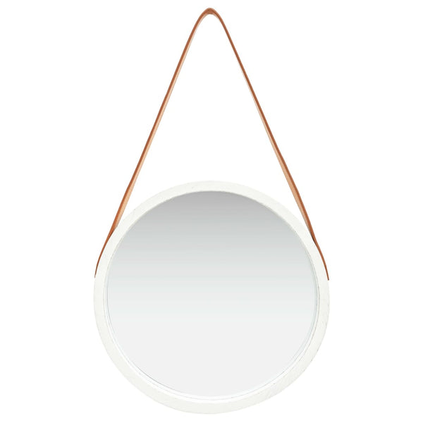 Wandspiegel mit Gürtel, 40 cm, Weiß