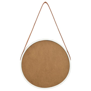 Wandspiegel mit Gürtel, 40 cm, Weiß
