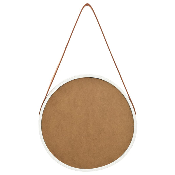 Wandspiegel mit Gürtel, 40 cm, Weiß