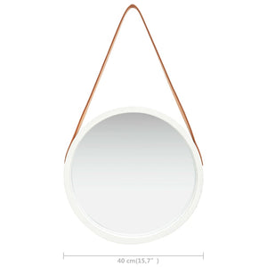 Wandspiegel mit Gürtel, 40 cm, Weiß