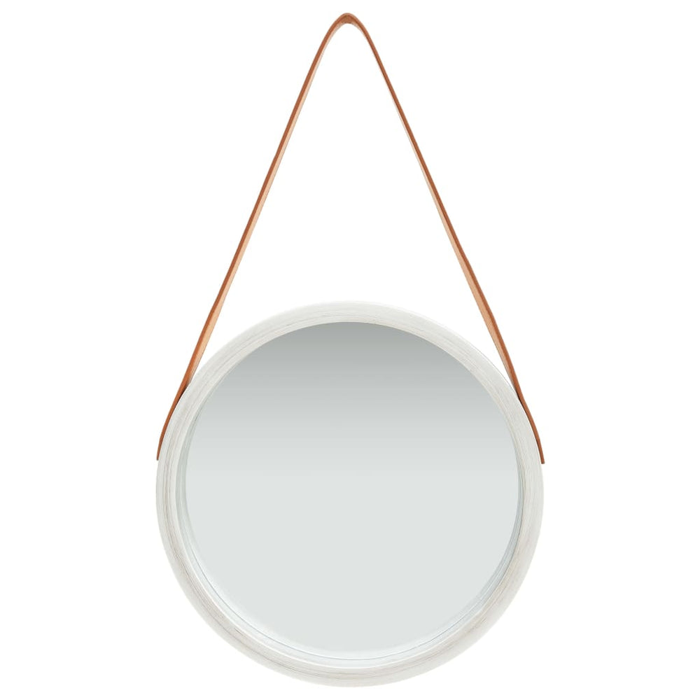 Wandspiegel mit Gürtel, 40 cm, Silber