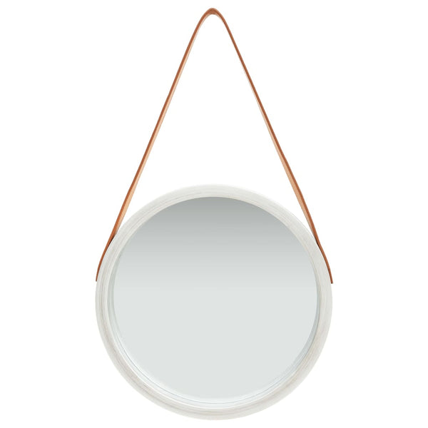 Wandspiegel mit Gürtel, 40 cm, Silber