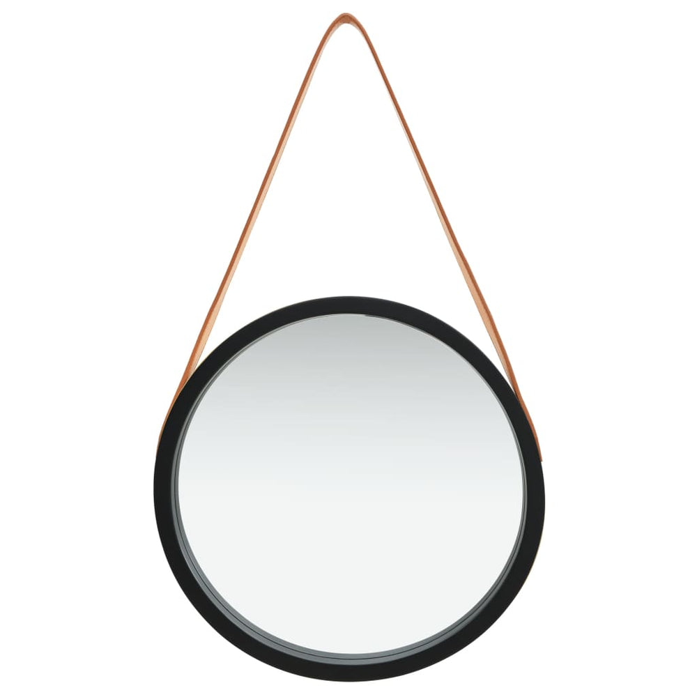 Wandspiegel mit Gürtel Schwarz 40cm