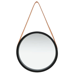 Wandspiegel mit Gürtel Schwarz 40cm