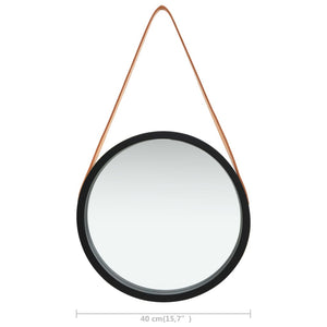 Wandspiegel mit Gürtel Schwarz 40cm