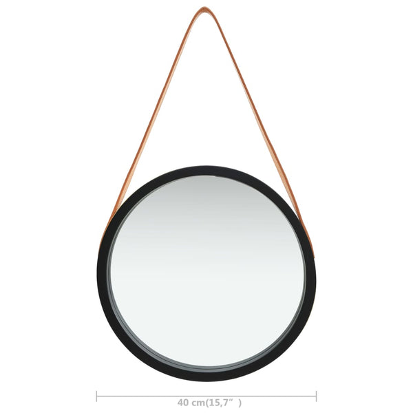 Wandspiegel mit Gürtel Schwarz 40cm