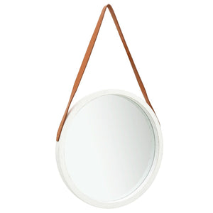 Wandspiegel mit Gürtel, 50 cm, Weiß