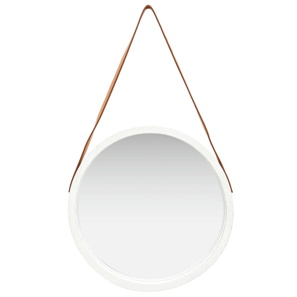 Wandspiegel mit Gürtel, 50 cm, Weiß