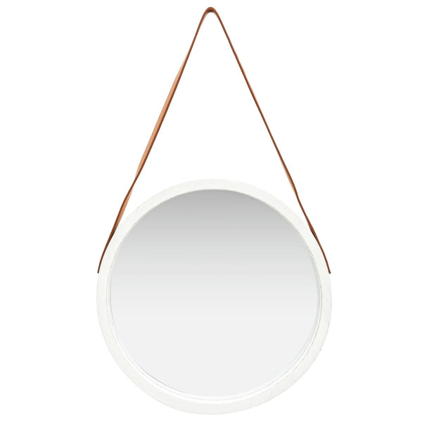 Wandspiegel mit Gürtel, 50 cm, Weiß