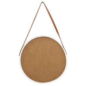 Wandspiegel mit Gürtel, 50 cm, Weiß