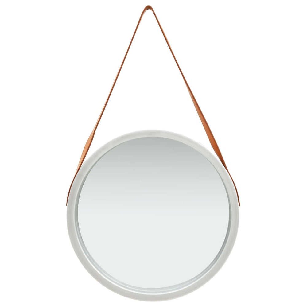 Wandspiegel mit Gürtel, 50 cm, Silber