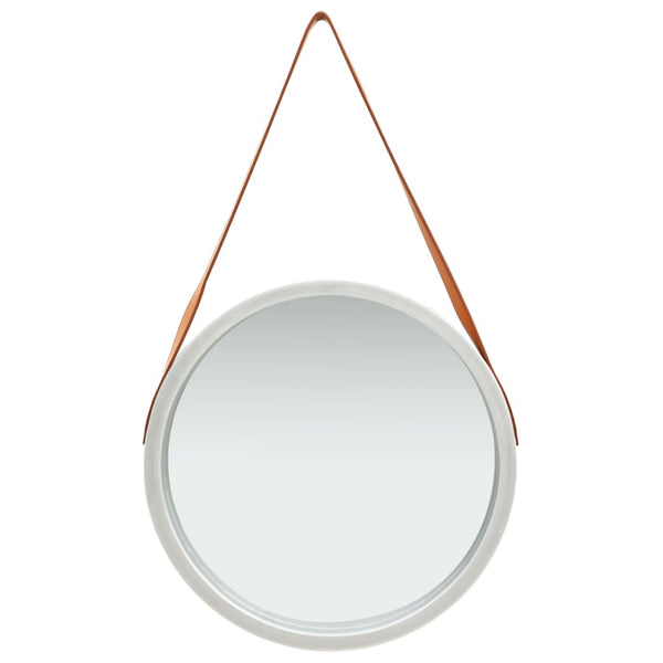 Wandspiegel mit Gürtel, 50 cm, Silber
