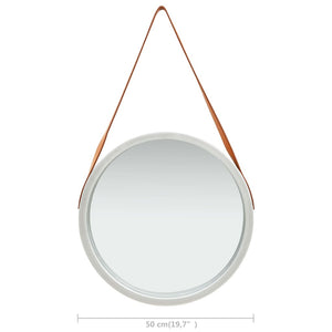 Wandspiegel mit Gürtel, 50 cm, Silber