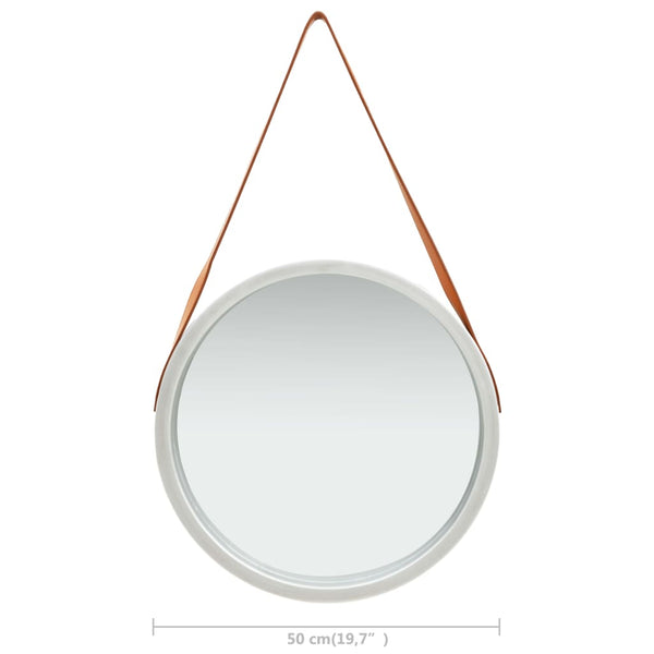 Wandspiegel mit Gürtel, 50 cm, Silber