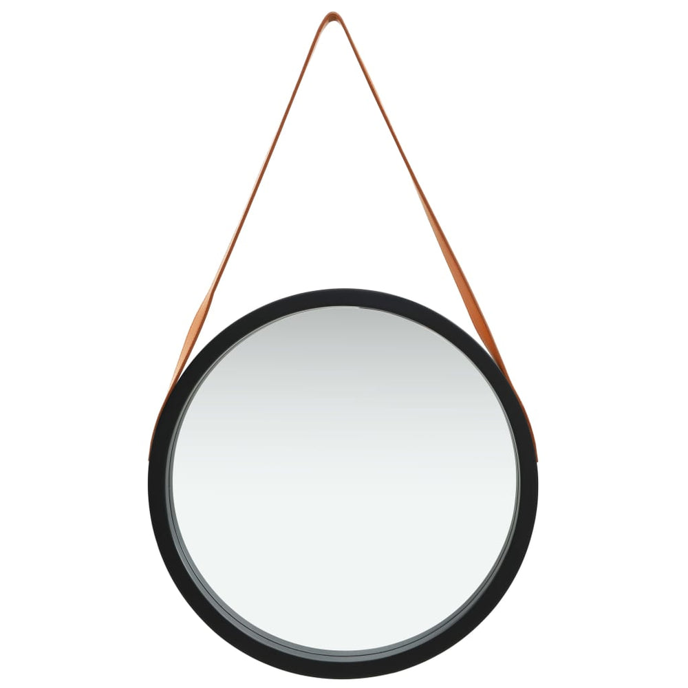 Wandspiegel mit Gürtel Schwarz 50cm