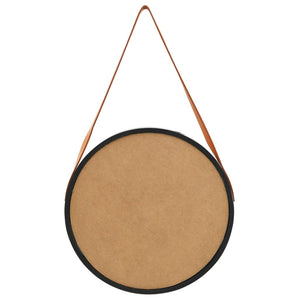 Wandspiegel mit Gürtel Schwarz 50cm
