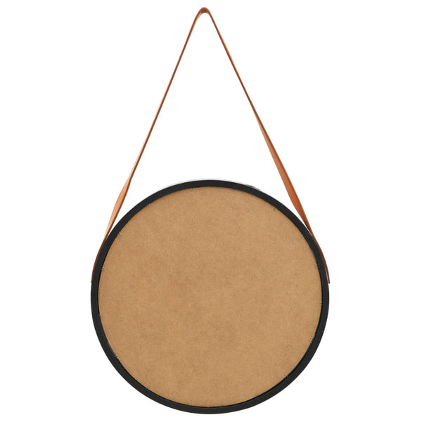 Wandspiegel mit Gürtel Schwarz 50cm