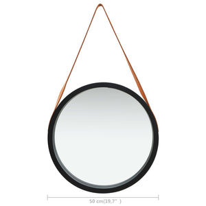 Wandspiegel mit Gürtel Schwarz 50cm