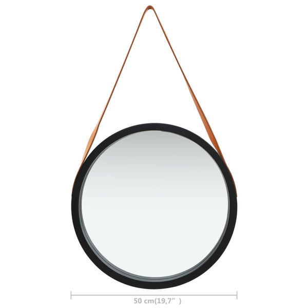 Wandspiegel mit Gürtel Schwarz 50cm