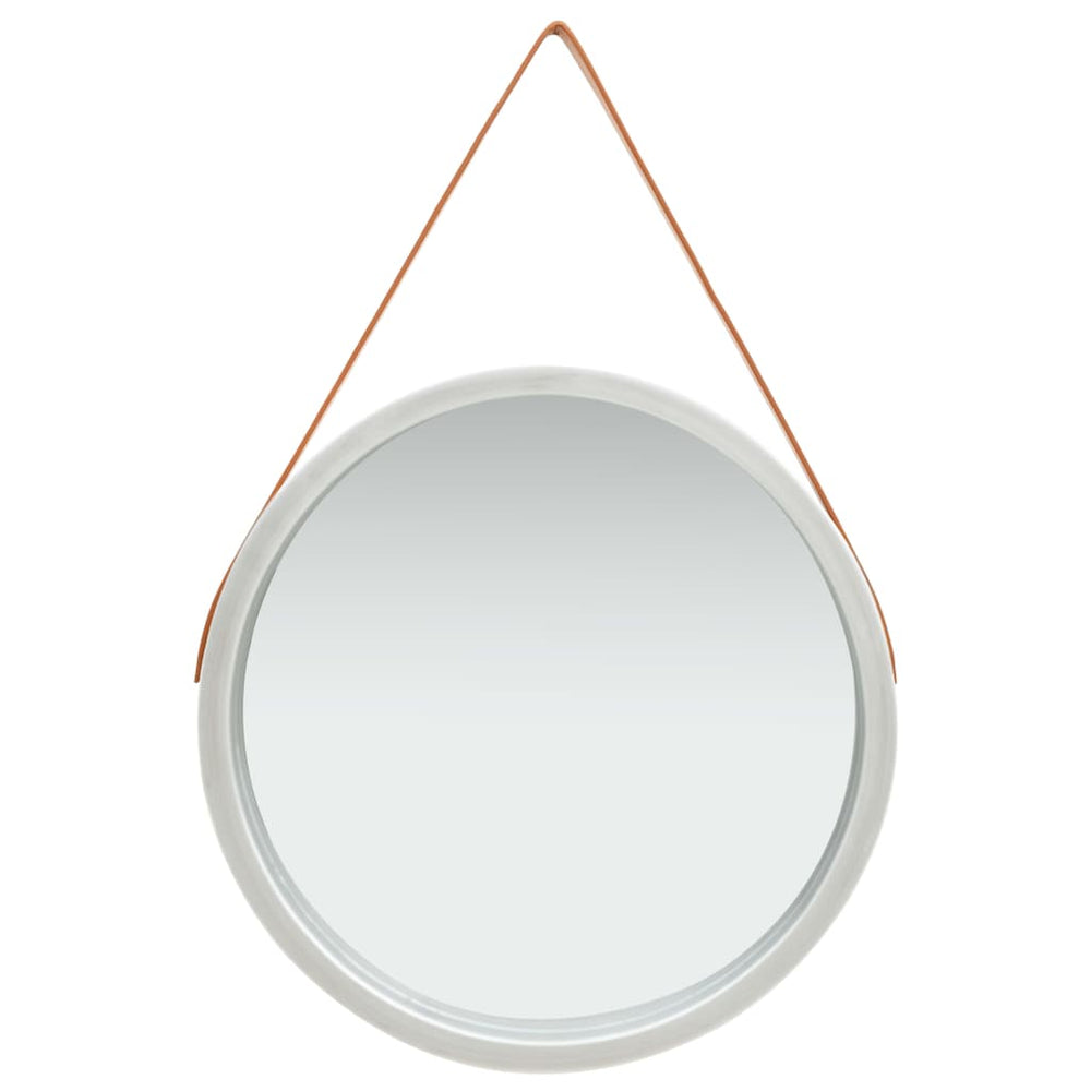 Wandspiegel mit Gürtel, 60 cm, Silber