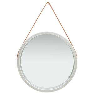 Wandspiegel mit Gürtel, 60 cm, Silber