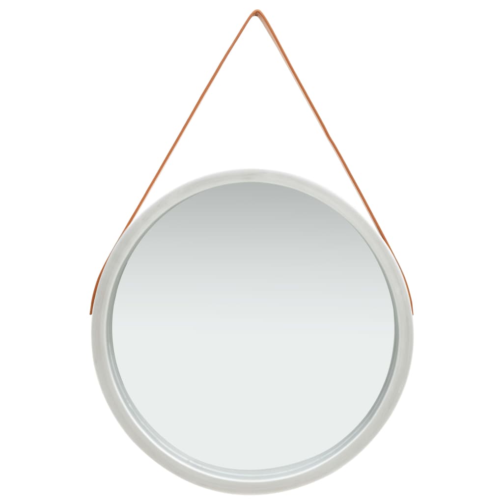 Wandspiegel mit Gürtel, 60 cm, Silber