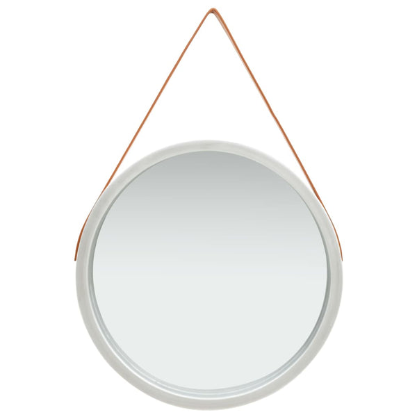 Wandspiegel mit Gürtel, 60 cm, Silber