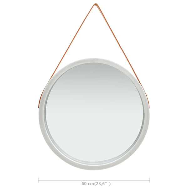 Wandspiegel mit Gürtel, 60 cm, Silber