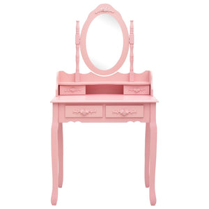 Schminktisch-Set mit Hocker Rosa 75x69x140 cm Paulownia-Holz