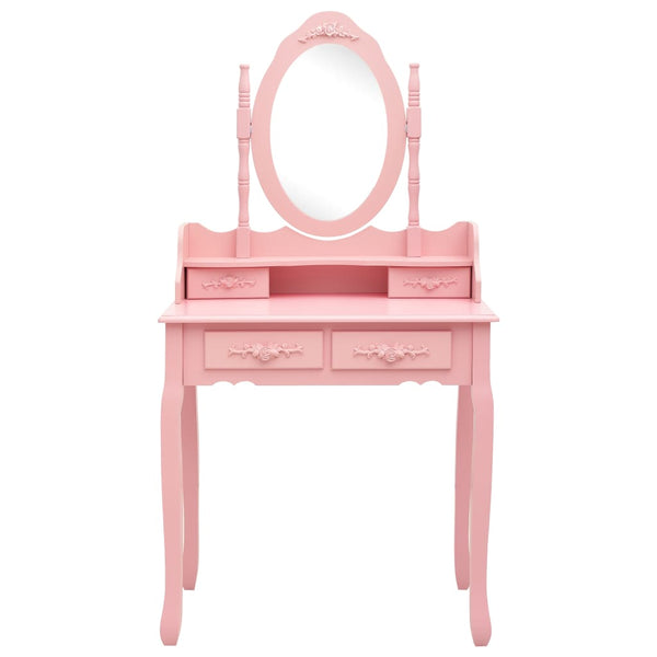 Schminktisch-Set mit Hocker Rosa 75x69x140 cm Paulownia-Holz