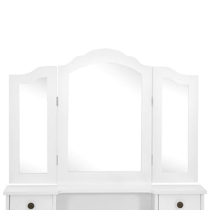 Schminktisch-Set mit Hocker Weiß 80x69x141cm Paulowniaholz