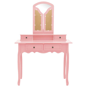 Schminktisch-Set mit Hocker Rosa 100x40x146 cm Paulownia-Holz