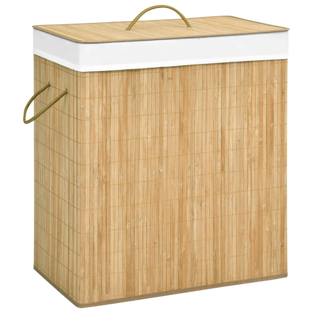 Bambus Wäschekorb 2 Fächer 100L