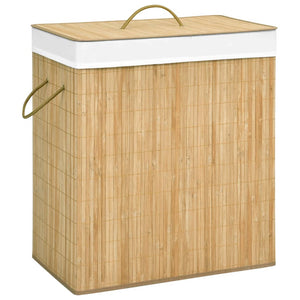 Bambus Wäschekorb 2 Fächer 100L