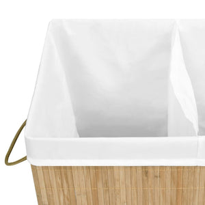 Bambus Wäschekorb 2 Fächer 100L