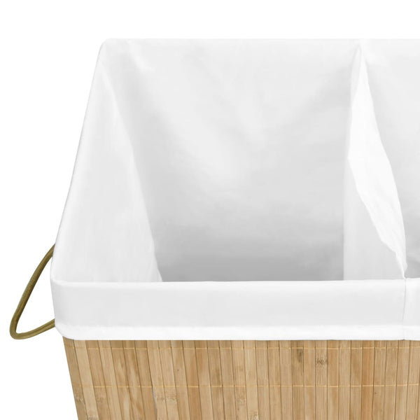 Bambus Wäschekorb 2 Fächer 100L