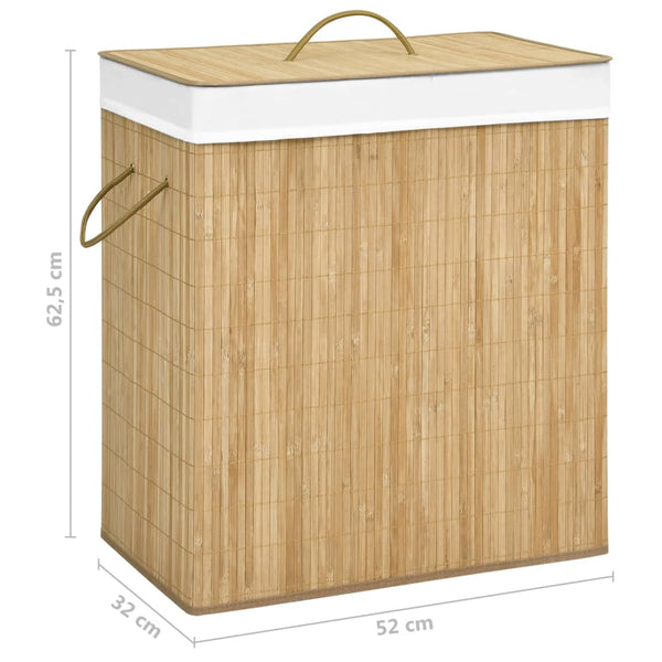 Bambus Wäschekorb 2 Fächer 100L