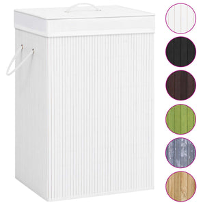 vidaXL Bamboo Laundry Basket with 2 Compartments White 72 L