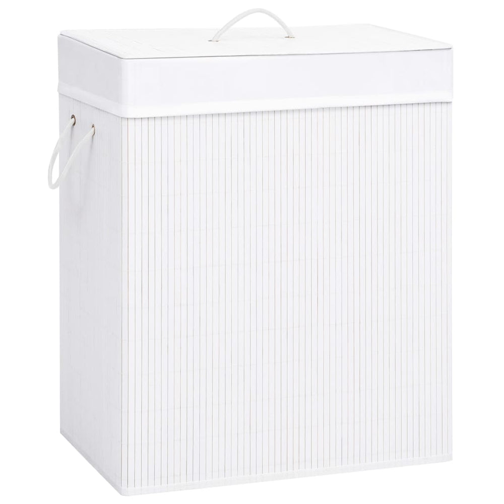 Bambus Wäschekorb Weiß - 2 Fächer, 100L