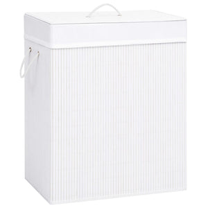 Bambus Wäschekorb Weiß - 2 Fächer, 100L