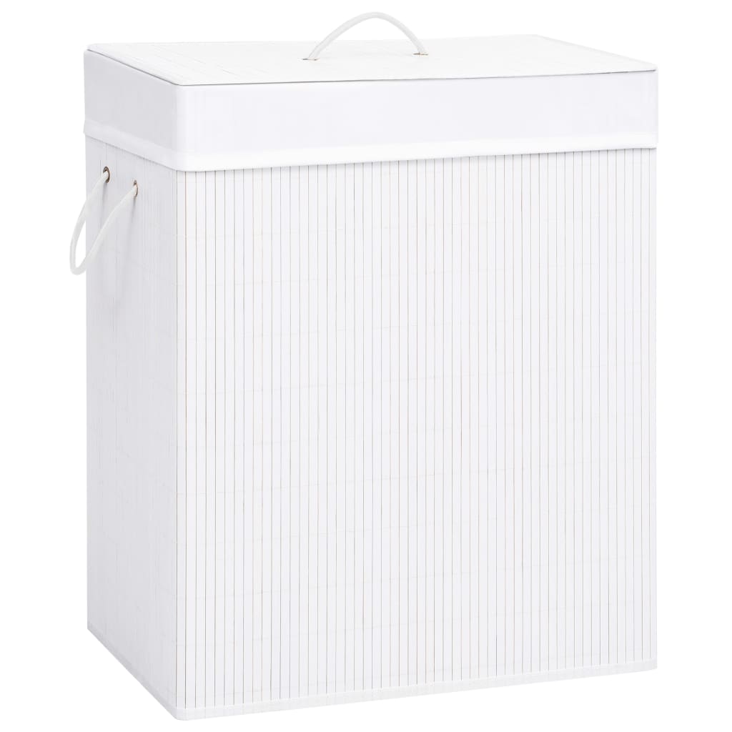 Bambus Wäschekorb Weiß - 2 Fächer, 100L