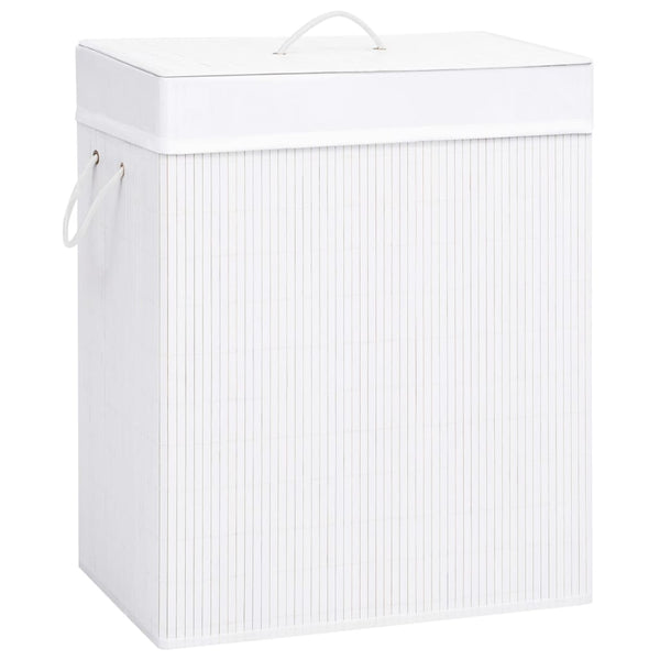 Bambus Wäschekorb Weiß - 2 Fächer, 100L