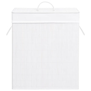 Bambus Wäschekorb Weiß - 2 Fächer, 100L