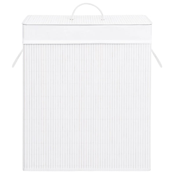 Bambus Wäschekorb Weiß - 2 Fächer, 100L