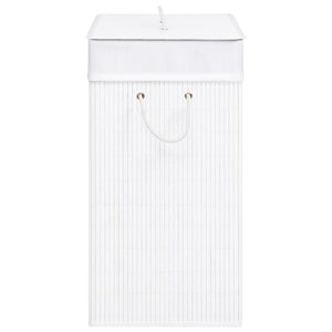 Bambus Wäschekorb Weiß - 2 Fächer, 100L